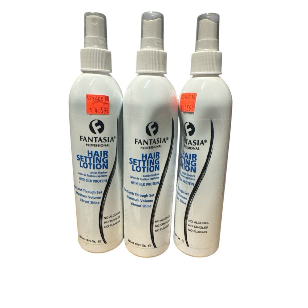 3-Fantasia Professional Hair Setting Lotion With Silk Protein -Pump 12 fl oz NEW
